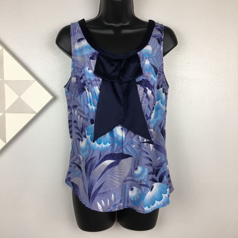 Odille Blouse Silk Blend Sleeveless Top Blue